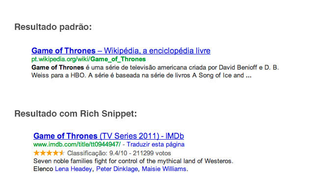 Exemplo Google Rich Snippets